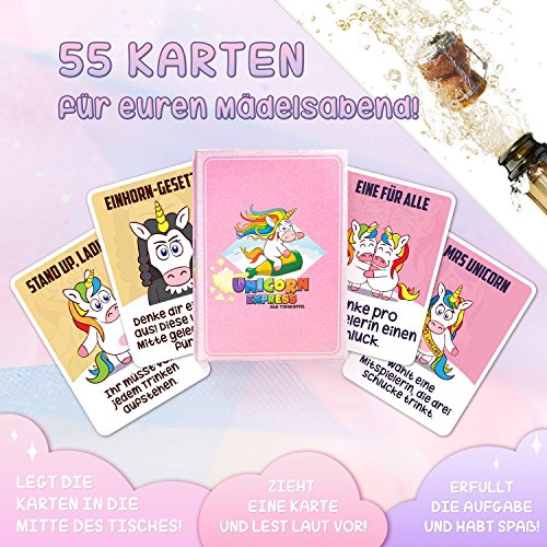 Unicorn Express - Trinkspiel mit Einhörnern für einen unvergesslichen Mädelsabend - Silvester - Geschenk für Frauen - Party Zubehör – Unnötige Sachen – Wichtelgeschenk – Schrottwichteln Geschenke