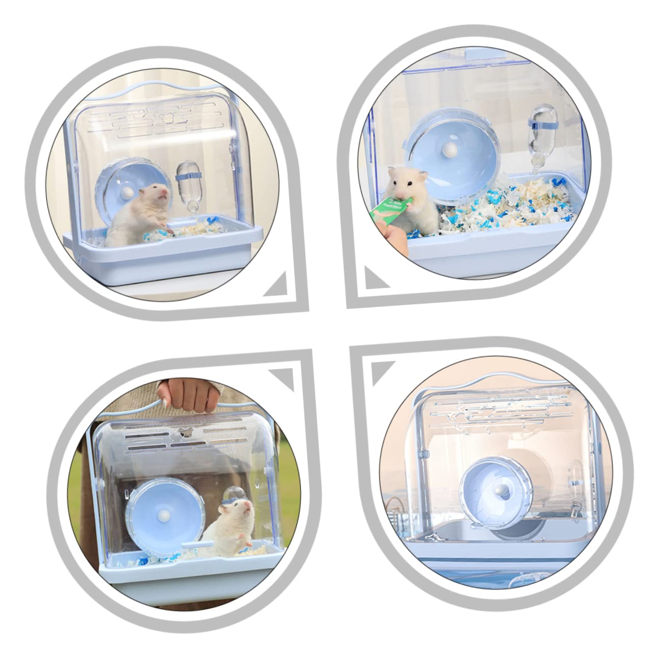 Kleintiertransportbox aus Kunststoff, Tragbarer Hamsterkäfig Blau