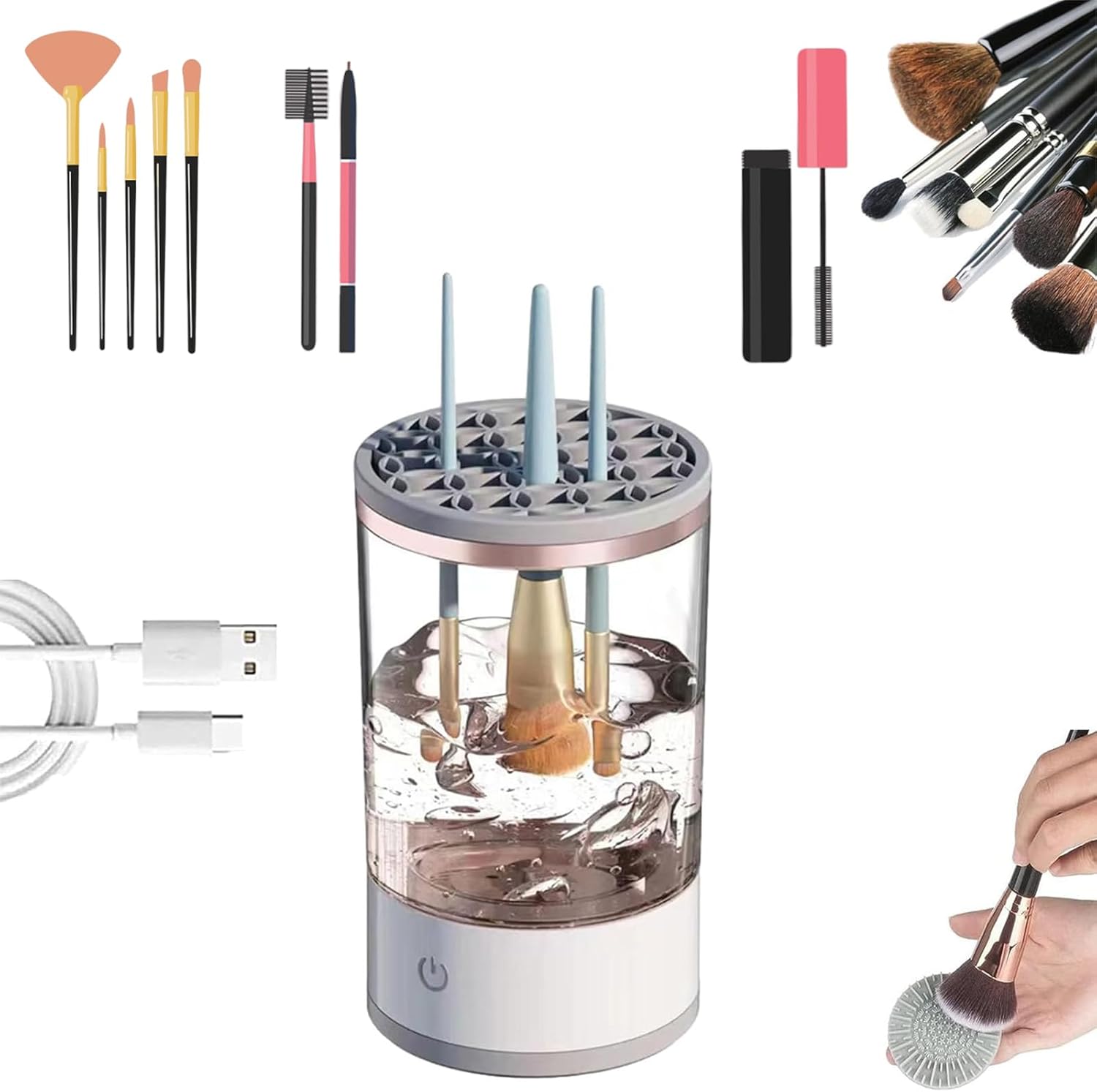 Brushly Pro Cosmetic Brush Cleaner, Automatic Spinning Makeup Brush