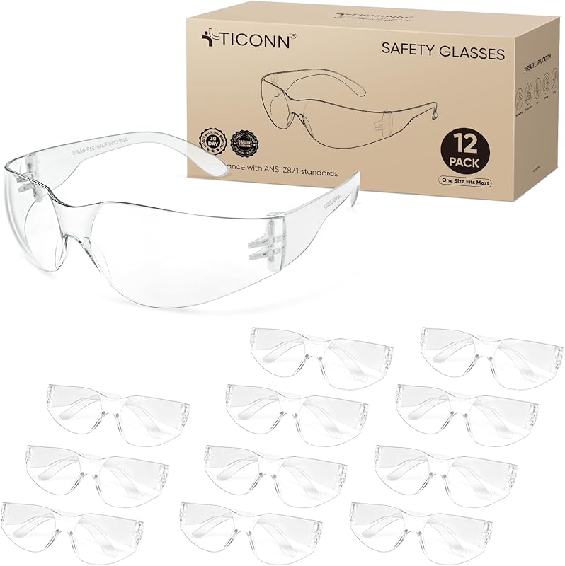 lentes de seguridad transparentes para hombres y mujeres, lentes de seguridad ANSI Z87.1 | Protección UV400, lentes resistentes a los arañazos, resistencia al impacto, ajuste cómodo y ligero, perfecto para la construcción, ciclismo