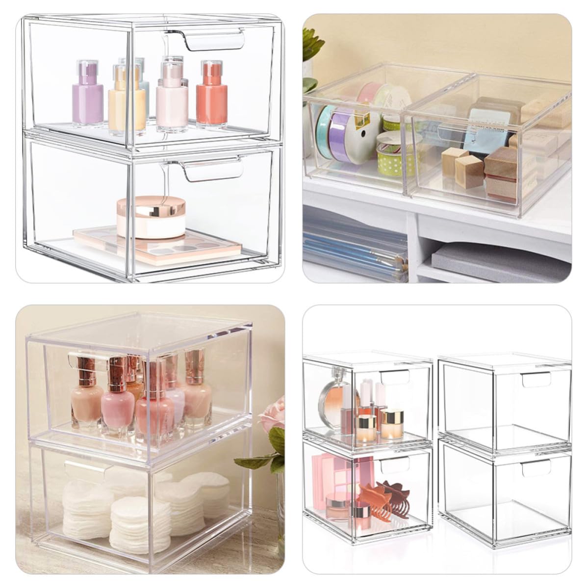 Organisateur de Tiroir Transparent en Plastique 2 Pièces