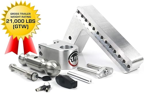 Miniatura 2 de Weigh Safe Soporte de bola de enganche ajustable para remolque, enganche de caída ajustable de 10 pulgadas para receptor de 3 pulgadas con 2 piezas