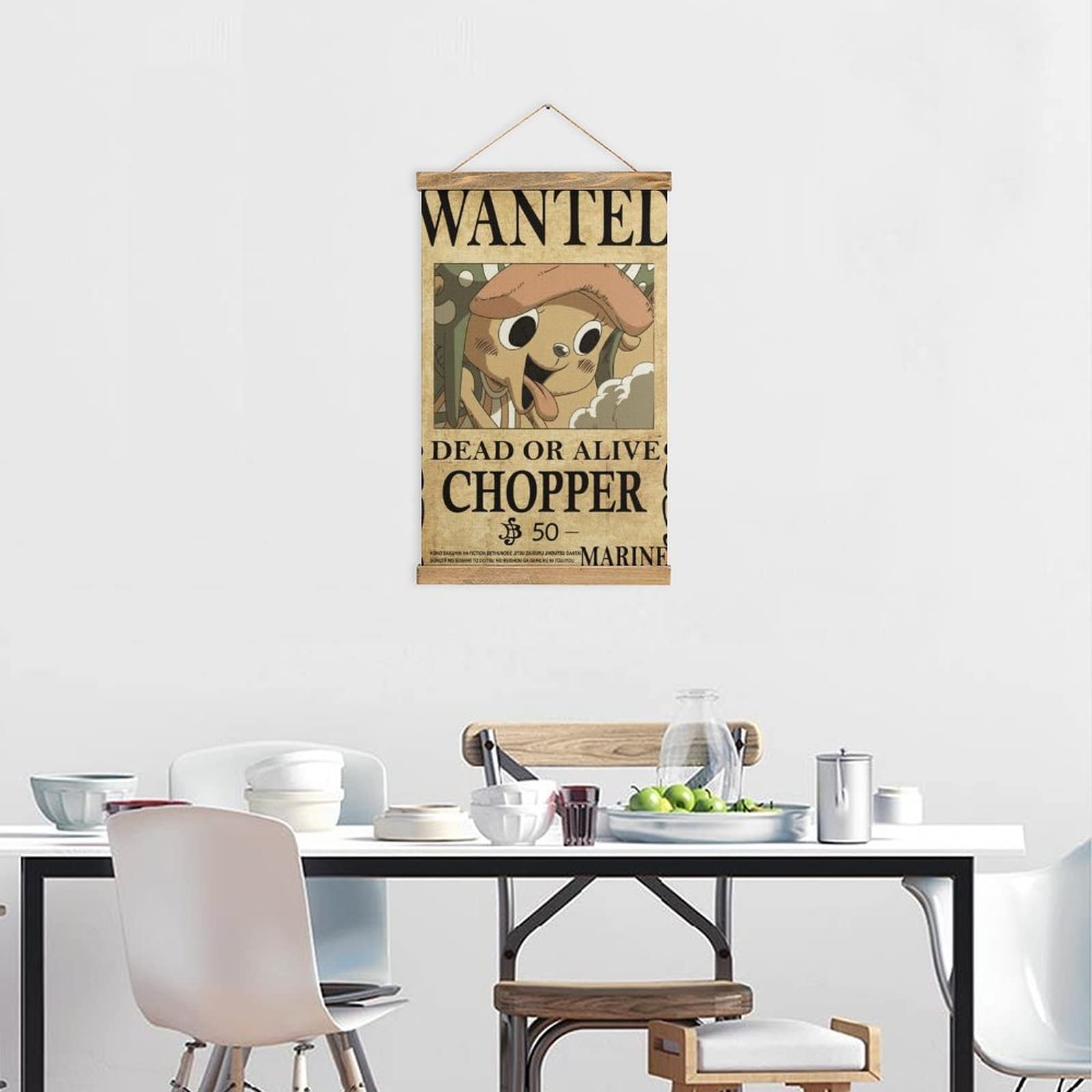 Anime Tony Chopper Wanted Scroll Poster Wall Fabric Decor Hanging