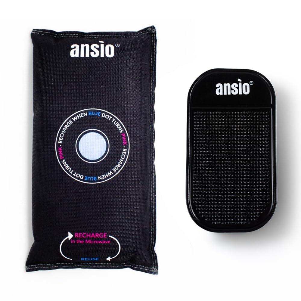 ANSIO® Reusable Car Dehumidifier Bag with Anti-Slip Mats, Pack of 1-900g Helps Reduce Moisture & Condensation in Cars | Dehumidifier for Windscreen, Dashboard & Interior | Microwave Rechargeable