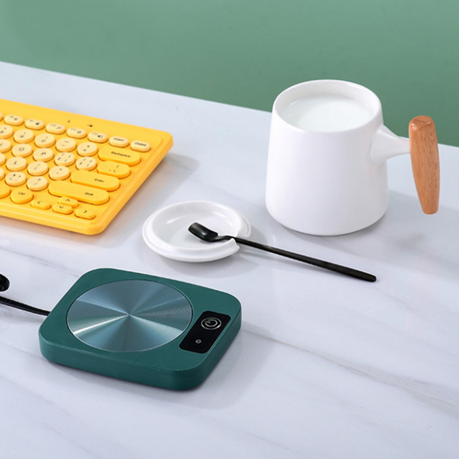 Chauffe-Tasses USB Température Constante 55°C - Sous-verre Intelligent Pour Tasses Fond Plat Ø10.3cm - Argent