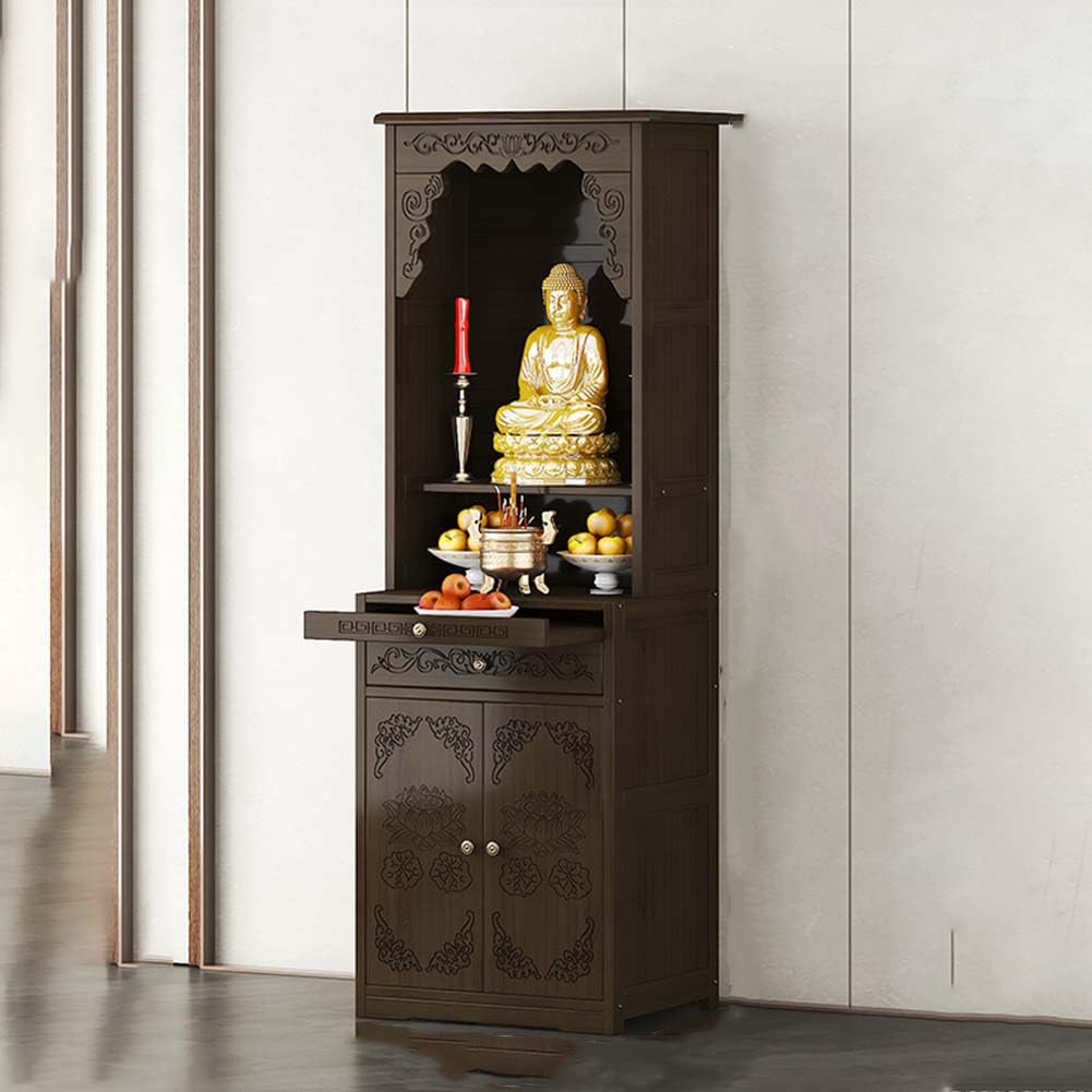 Personal Shrine Altar Table, Altar Table with Storage, Altar Cabinet, Meditation Prayer Table, Buddhist Altar, Meditation Chinese Buddha Niche Cabinet (50cm with partition)