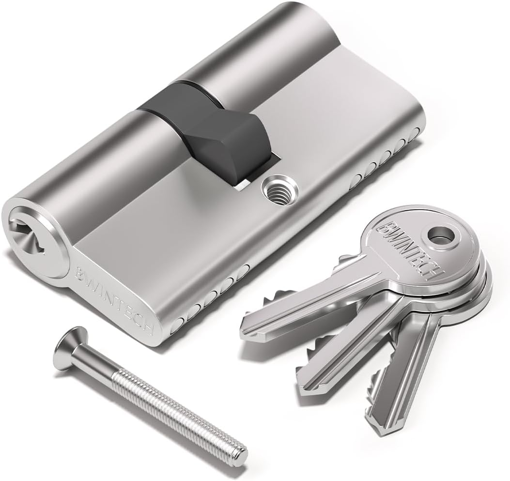 90mm(40/50) Satin Nickel Euro Cylinder Lock,Door Barrel Lock,Key/Key with 3 Standard Keys,Anti-Pick,Anti-Bump,Anti Drill,High Security for UPVC,Wooden,Composite Doors