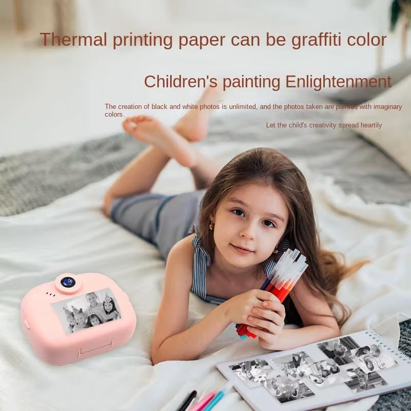 Image of Mini Camera Printer - Inkless Bluetooth HD Photo Printer | Click & Print Instantly | Compatible with Android & iOS | 2 Paper Roll & Lanyard | Print Pictures & Labels | Best Gift for Kids