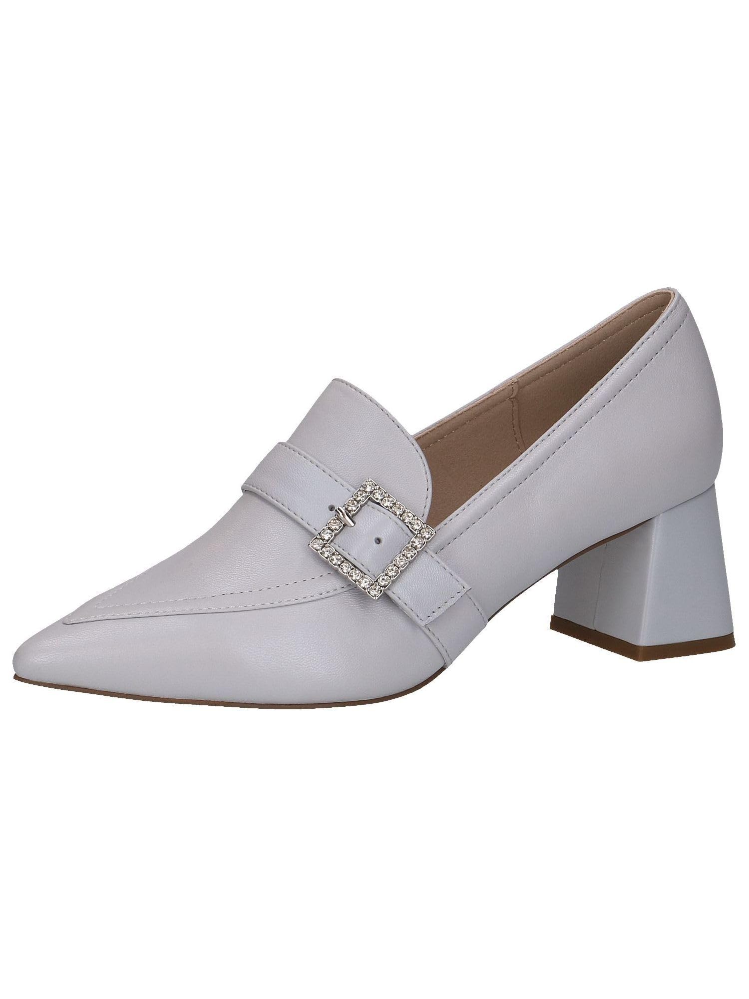 CAPRICE Women's Leather Pumps with Glitter Buckle, Gray (Lt.Blue Perl), 5 UK