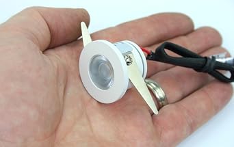Micro Mini Down Light LED Fixture 110-240VAC - 1.25" Diameter - 1 Watt Cool White LED Down Light for Home, Cabinet, Task Lighting