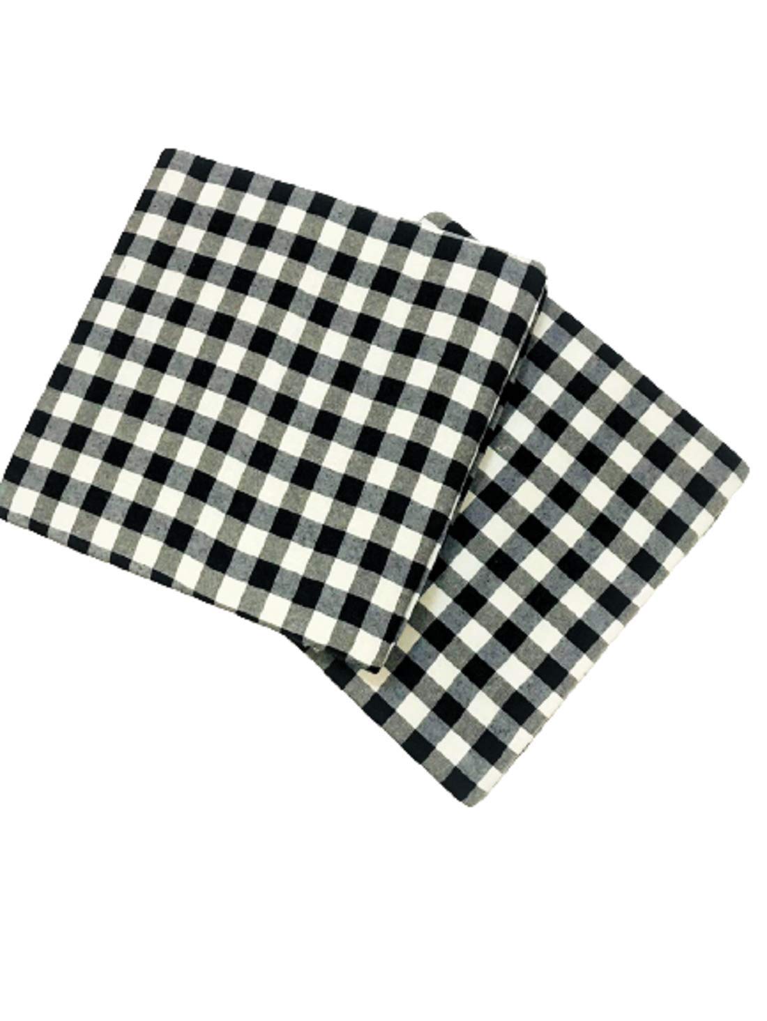 EPE Foam Medium HardChair pad Gaddi Cushion Size 18X18X2 Inches Set of 02 (Black and White)