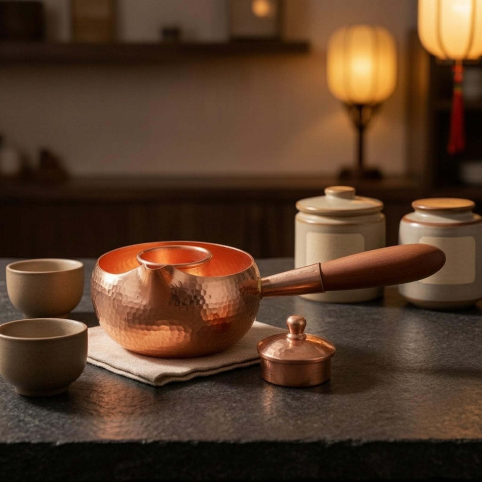 Tetera con Colador Integrado Martillada Tetera Cobre Cómodo Vajilla para Aficionados Al Té