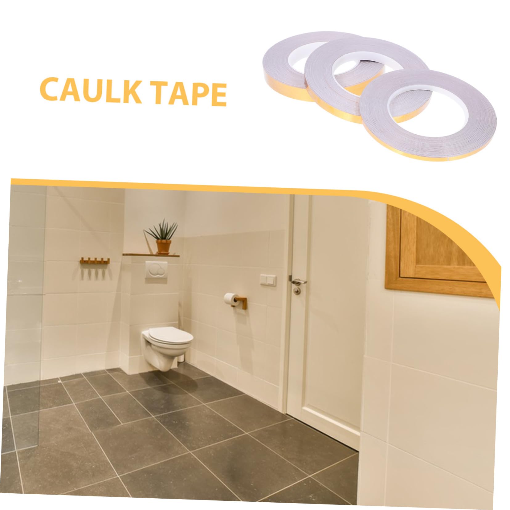 VILLCASE 5 Series Adhesivos Para Juntas De Suelo Pegajoso Papel Pintado Sellador Decoración Cazador De Focas Piso Dispensador De Cinta Adhesiva Doble Golden De Polivinilo 3 Rollos*5