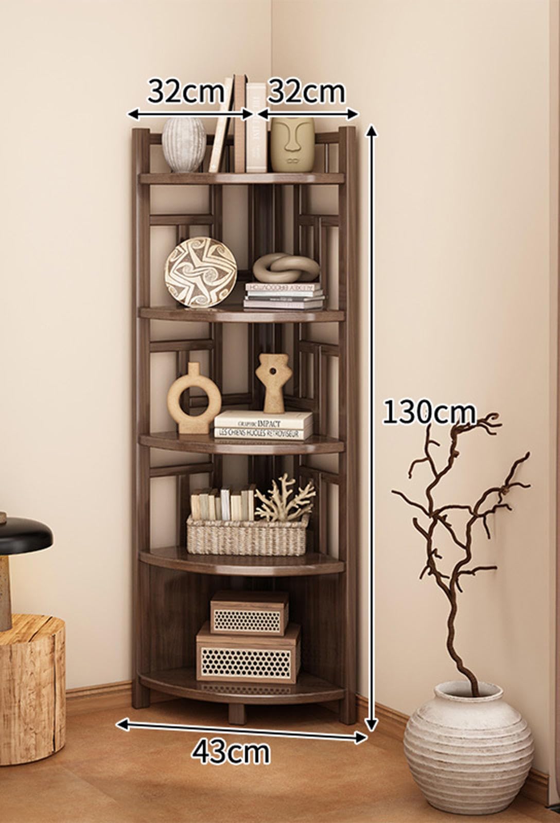 Vintage Corner Bookcase|Tall Narrow Bookshelf|Book Shelf Storage