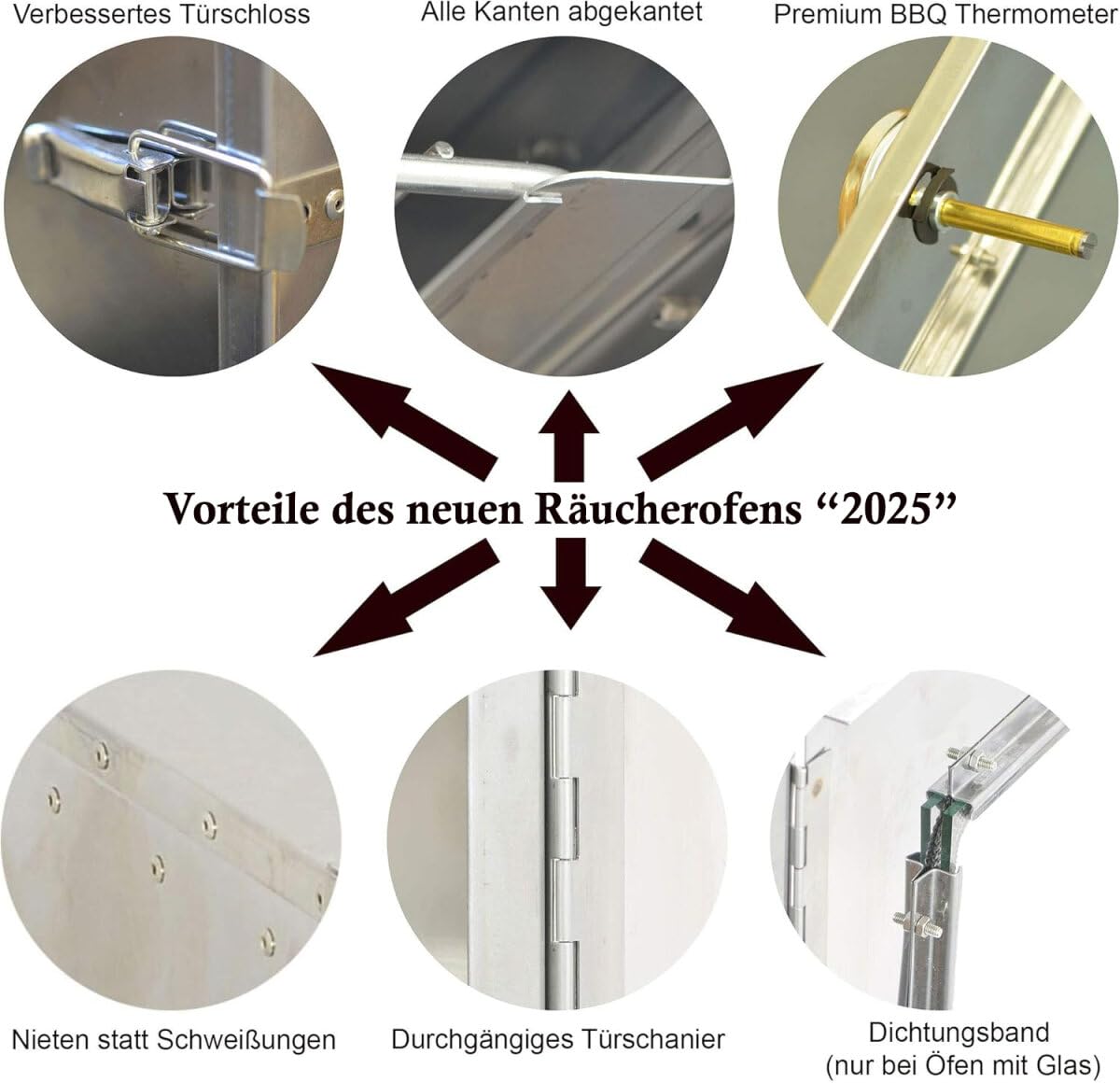 Massiver Edelstahl Räucherofen/Räucherschrank - 120 cm Höhe - in Deutschland gefertigt + Elektro Set
