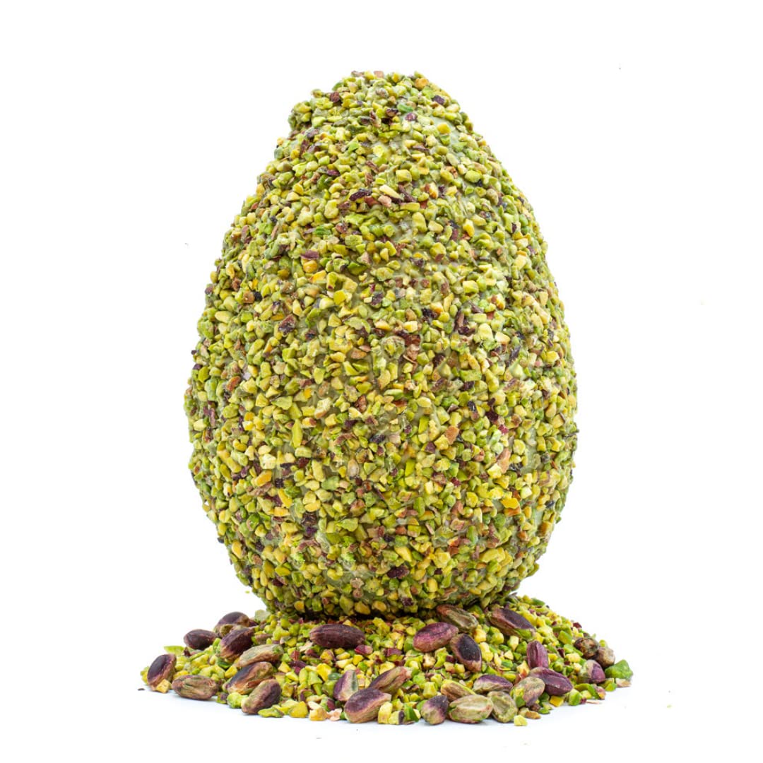 Uovo Di Pasqua al pistacchio con sorpresa all'interno in elagente scatola regalo. Realizzato con pregiato cioccolato senza l'utilizzo di surrogato. Prodotto di qualità
