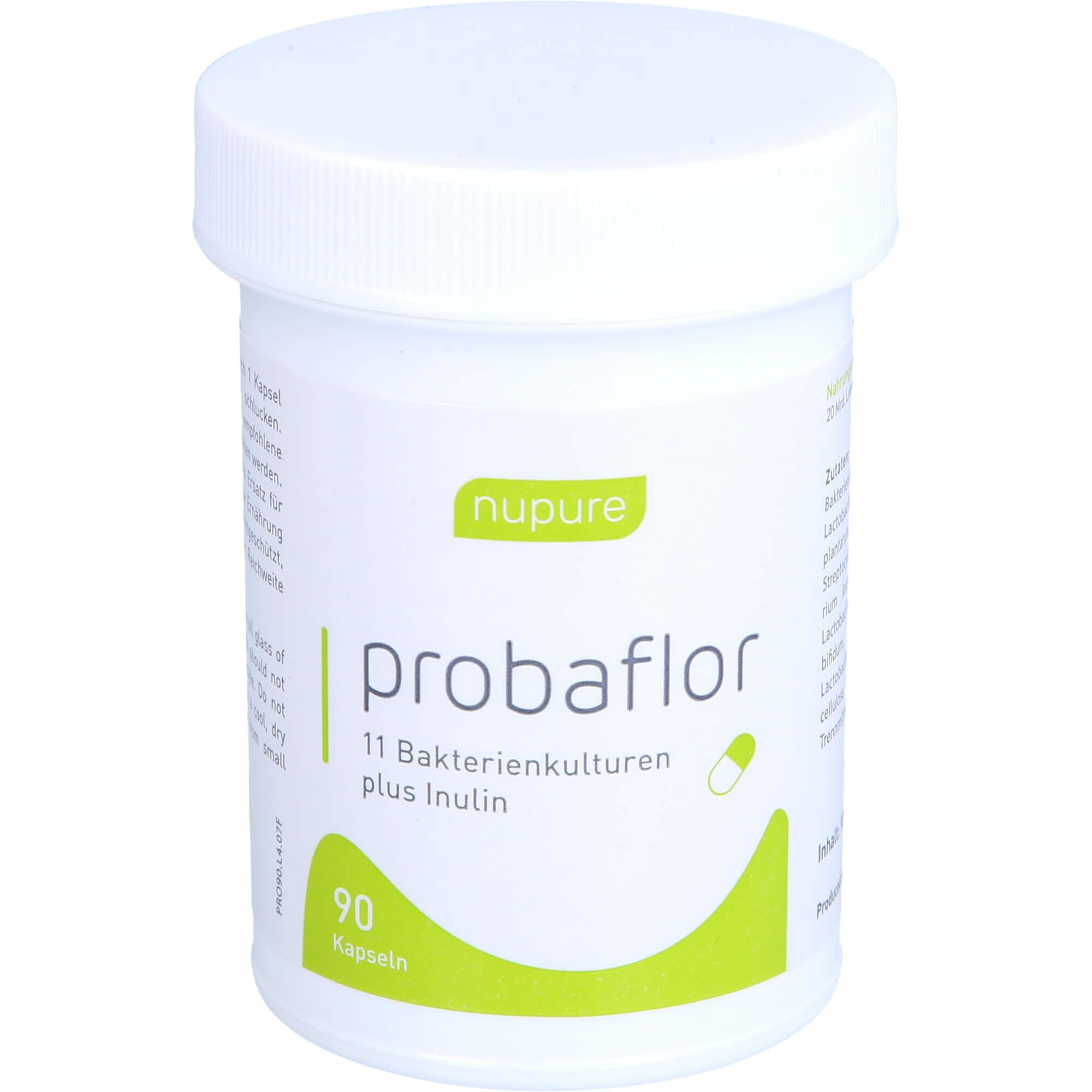 Nupure Probaflor 90-90 cápsulas + Inulina - 11 cepas - Gastrorresistente - Complejo de cultivo con bacterias ácido lácticas y bifidobacterias - Suministro para 3 meses