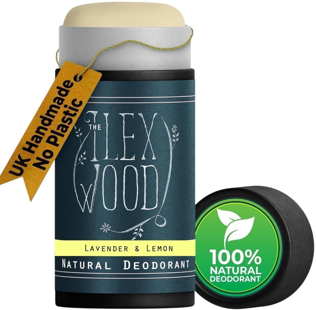 Natural Deodorant Stick 70ml – Handmade in UK, Aluminium Free, Plastic and Alcohol Free, Vegan, Eco Friendly Cardboard Tube – Lavender and Lemon (Fresh and Floral)