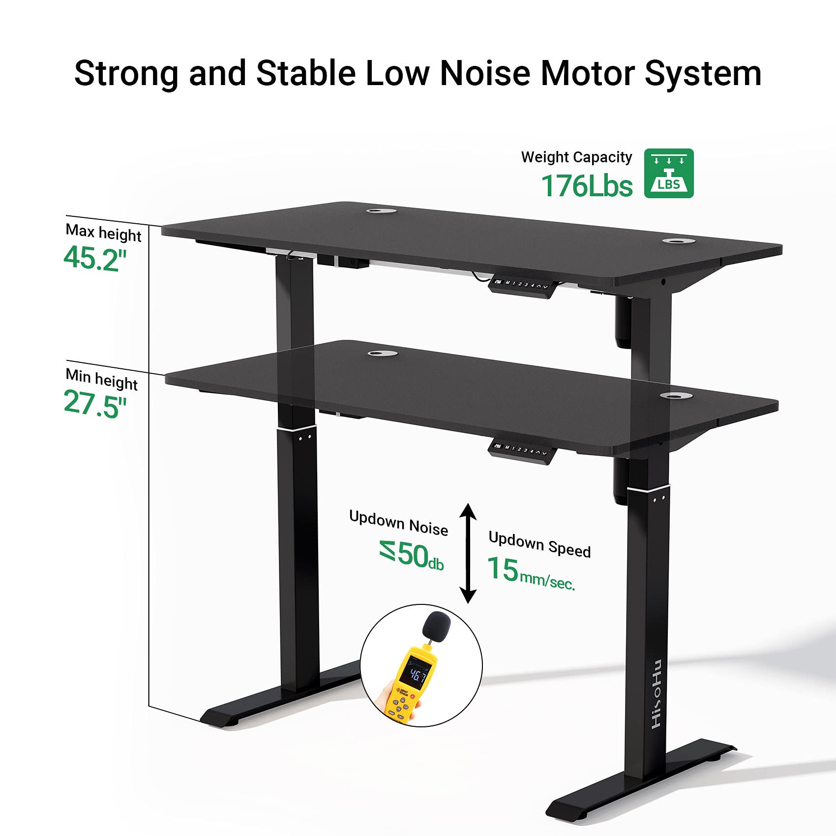 HisoHu Electric Height Adjustable Standing Computer Desk, Ergonomic Sit