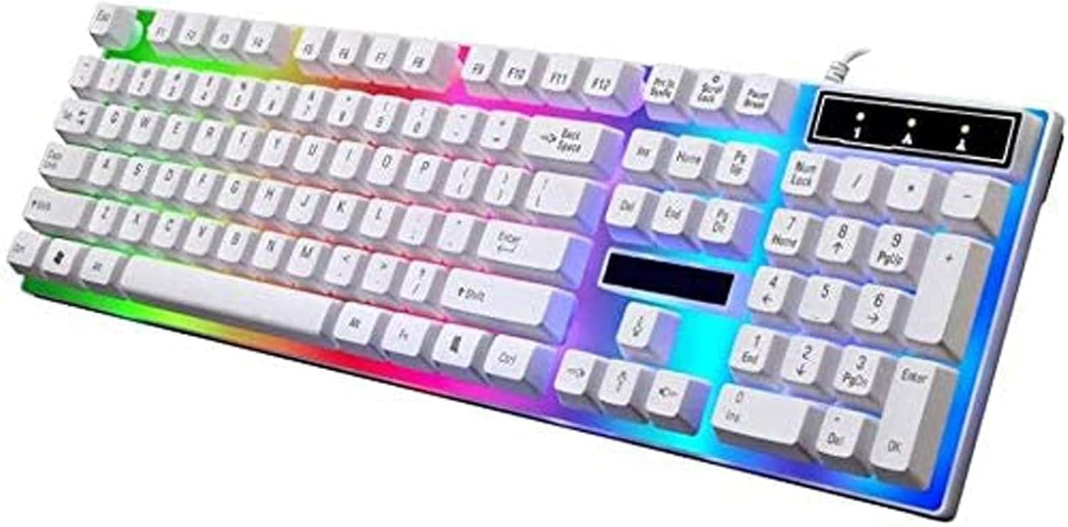 Podświetlany Klawiatura Mechaniczna USB Mysz do Gier Zestaw Przewodowy Ergonomia dla Graczy Czarno-Biały Kombo