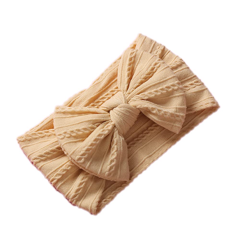 Anevous Pack of 2 Baby Turban Headbands, Baby Nylon Headbands, Baby Bow Headbands, Soft Bow Headwear, Elastic Hair Bands for Newborns, Toddlers, Light Yellow โ image 1