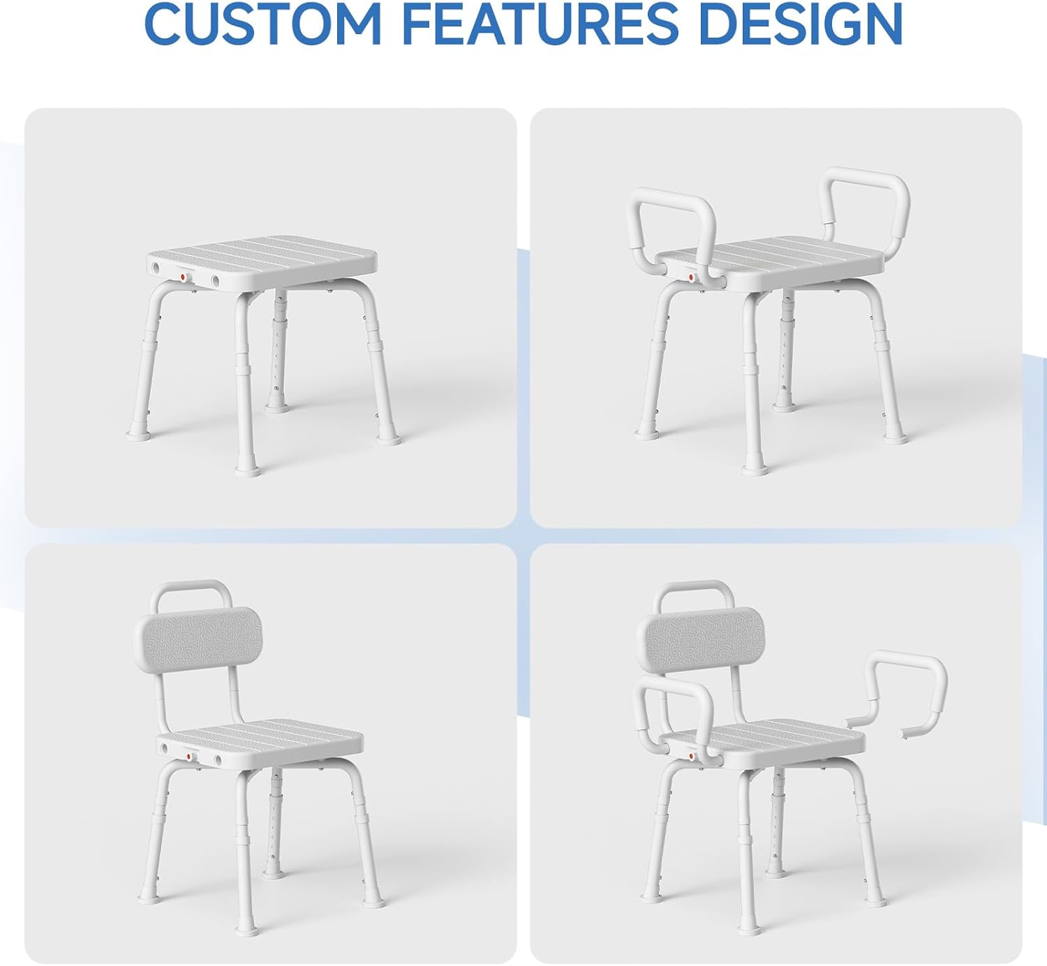 Loyoda 360° Swivel Shower Chair for Inside Shower, Removable Arms & Back, Adjustable Height Rotating Shower Stool for Seniors and Disabled，Swivel Bath Chair for Inside Tub，Neutral Gray
