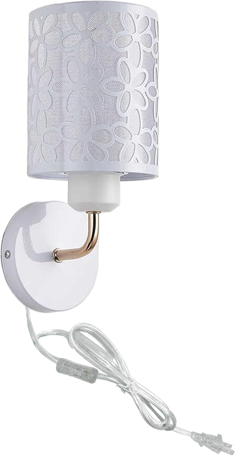 1-Pack Modern Simple PMMA Printing Bedroom Wall Lamp Living Room Wall Lamp E26 UL Certification Plug-in Button Switch Transparent Cord Lighting Bulb Not Included