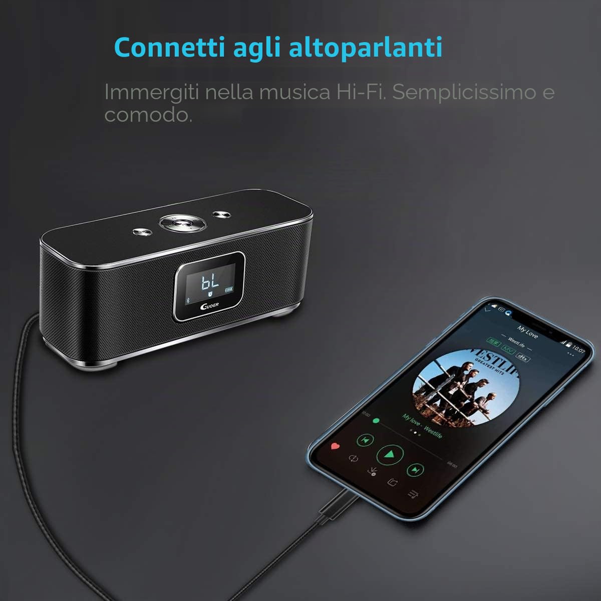 Cavo Aux iPhone MFi Lightning Jack 3,5mm per Auto iPhone 13 Pro Max 12