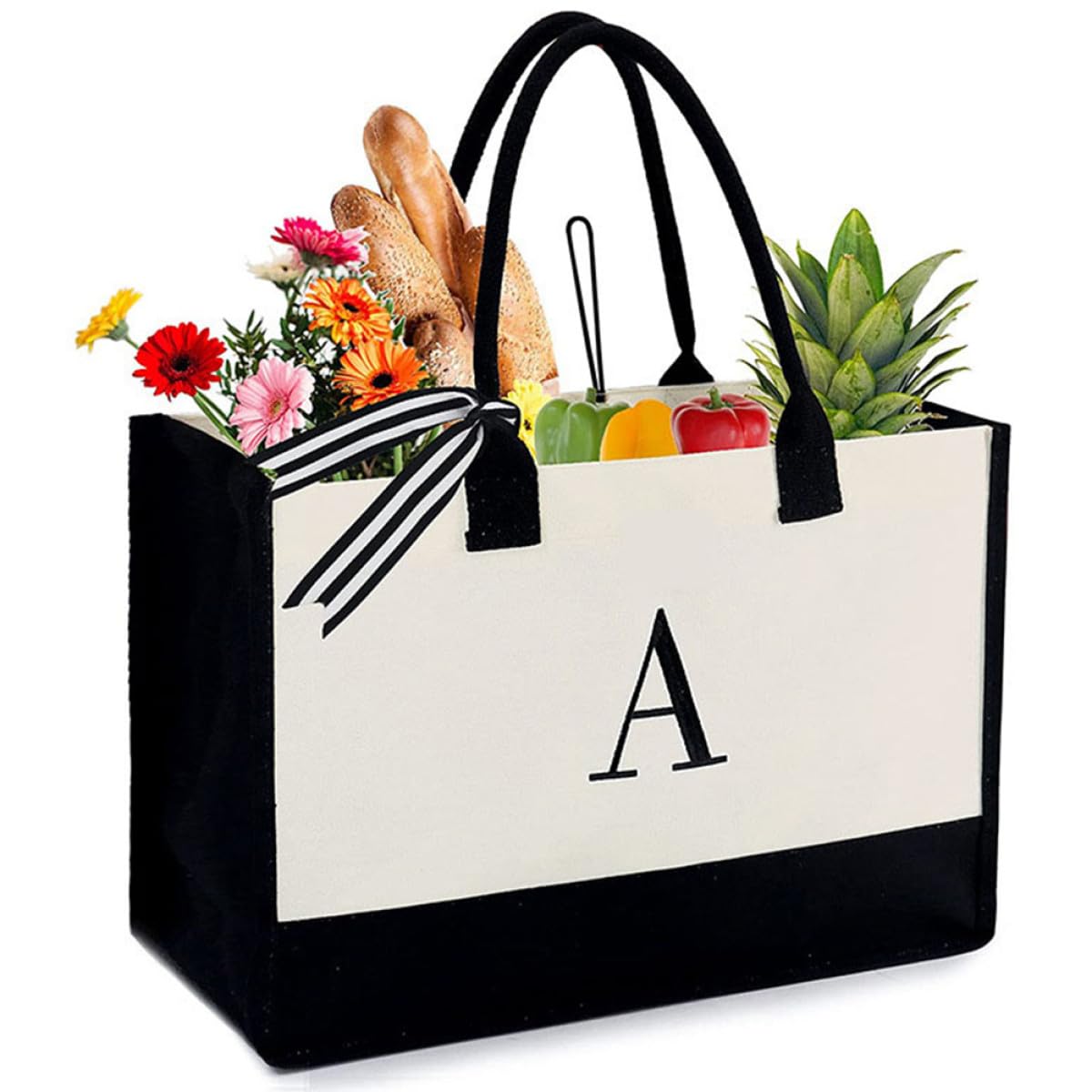 MAGICLULU Borsa da Spiaggia Grande in Tela Resistente Tracolla Lunga, Borsa Tote a Mano di Grande Capacità per Viaggi, Scuola e Uso Esterno Quotidiano