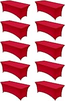 Vista 36 de Utopia Kitchen Mantel de spandex de 4 pies [1 unidad, blanco] 200 GSM elástico, ajustado, lavable y resistente a las arrugas, cubierta rectangular