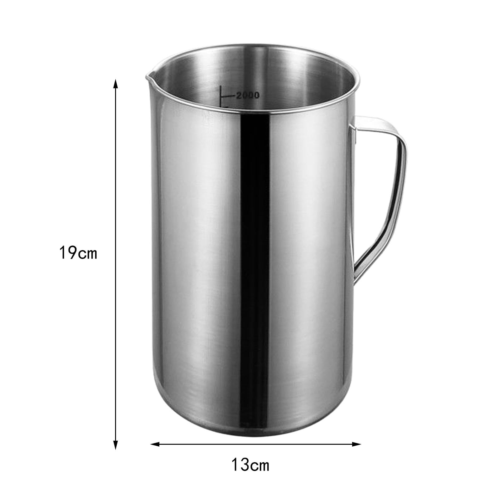 Misurino in Acciaio, Misurino per Liquidi Multiuso da 2 Litri per Cucina, Pasticceria, Cottura, Brocca Dosatrice, per caffè Espresso.
