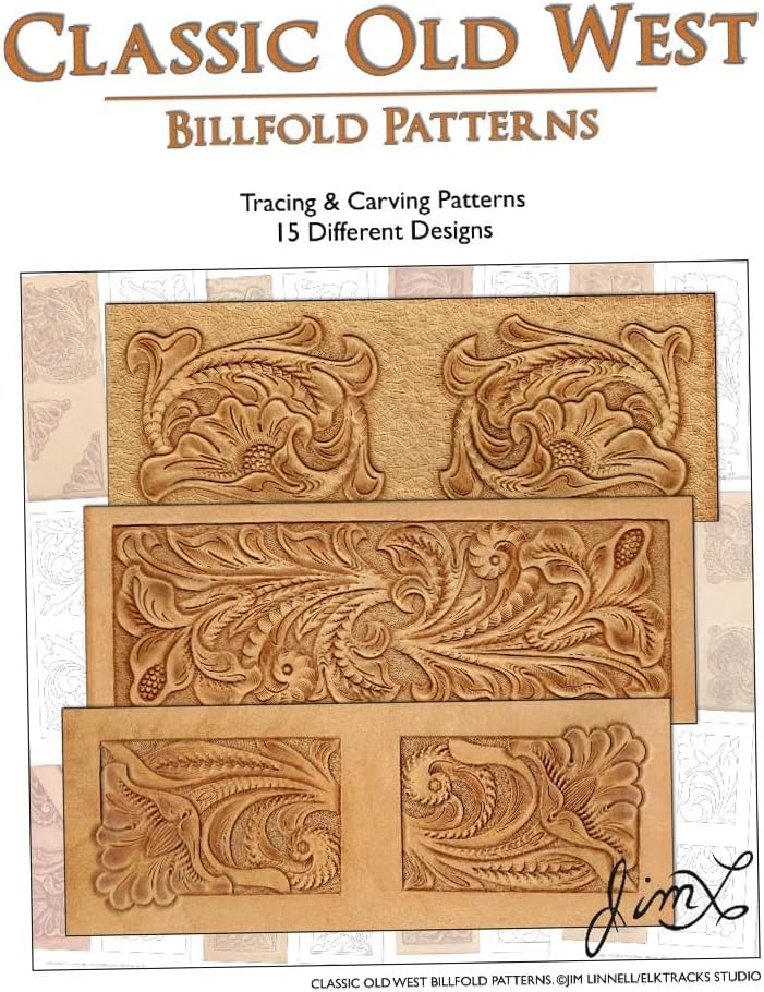 Classic Old West Billfold Patterns - 15 Tracing & Carving Leather Patterns