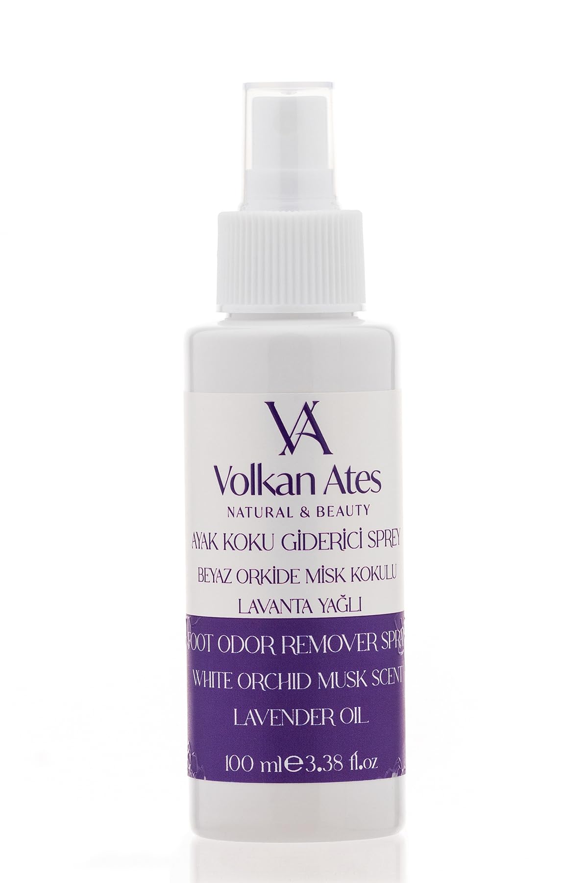 Volkan Ates Natural & Beauty Lavanta Yağlı & Beyaz Orkide - Misk Kokulu Ayak Koku Giderici Sprey 100 ml