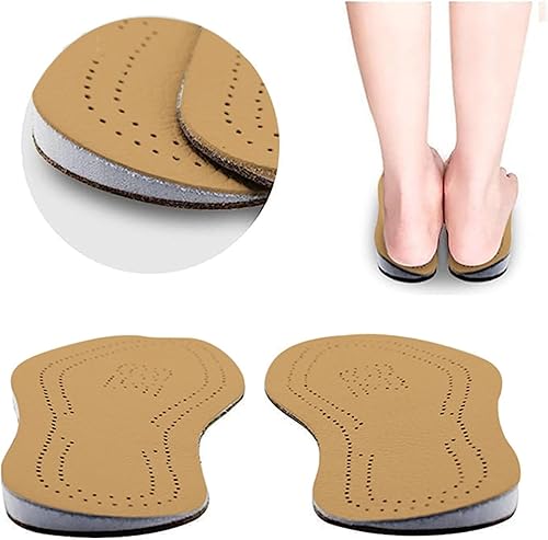 Miniatura 5 de 2 pares de plantillas ortopédicas de cuero para piernas OX, inserciones de talón, rodilleras de cuña para mujeres y hombres, pronación correctiva,