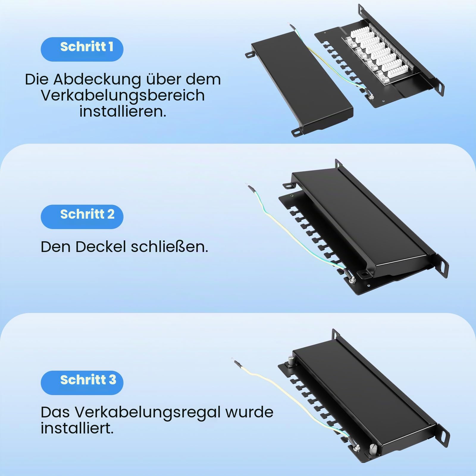 CAT 7 Patchpanel 12 Port Geschirmt (STP) Verteilerfeld，12X Geschirmt RJ45 Buchse - Wandmontage/Desktop,LSA Verteilerfeld für Gigabit-Netzwerk-Switch