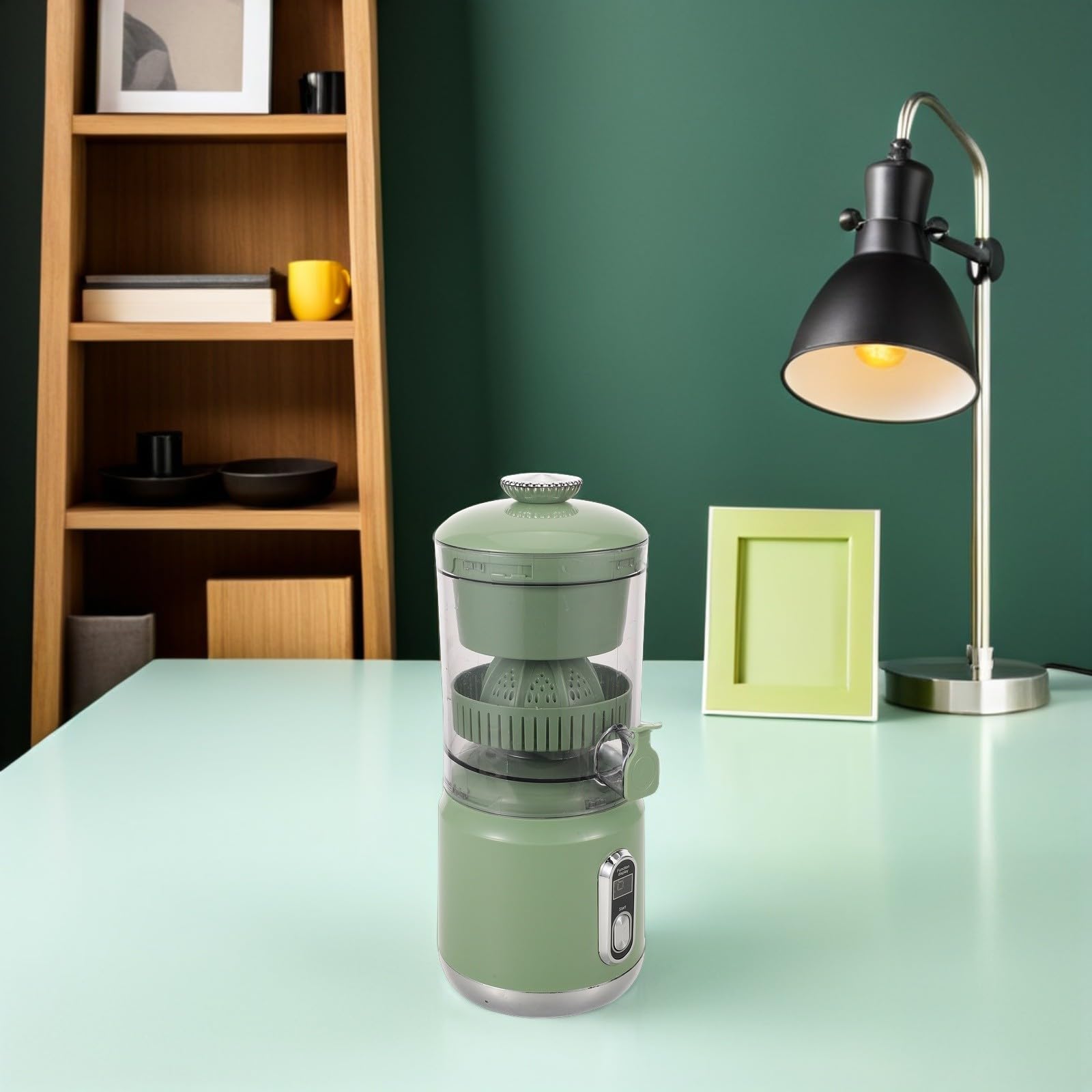 Tofficu Exprimidor de Cítricos Portátil, Exprimidor de Naranjas, 600ml, 1300 Ma, Plástico, Separación de Jugo, Fácil de Limpiar, para Frutas y Verduras, Viajes y Picnic, Verde