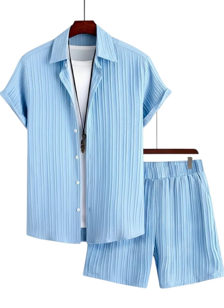 Men's Short Sleeve Shirt and Shorts Night Suit Set