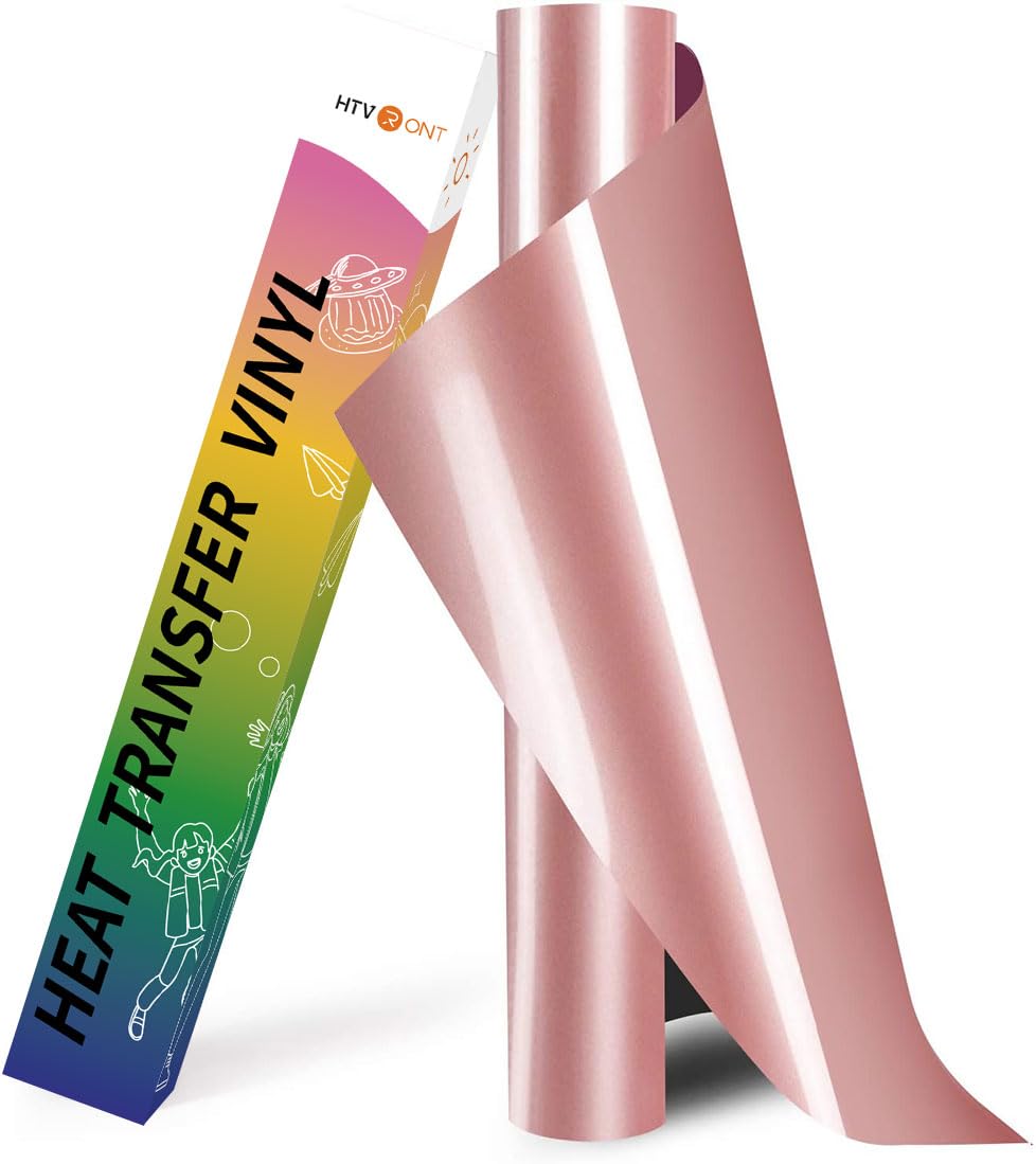 HTV Vinyl Rolls Heat Transfer Vinyl - 30.5 cm x 8f Rose Gold HTV Vinyl for Shirts, Iron on Vinyl for Cricut & Cameo - Easy to Cut & Weed for Heat Vinyl Design (Rose Gold)