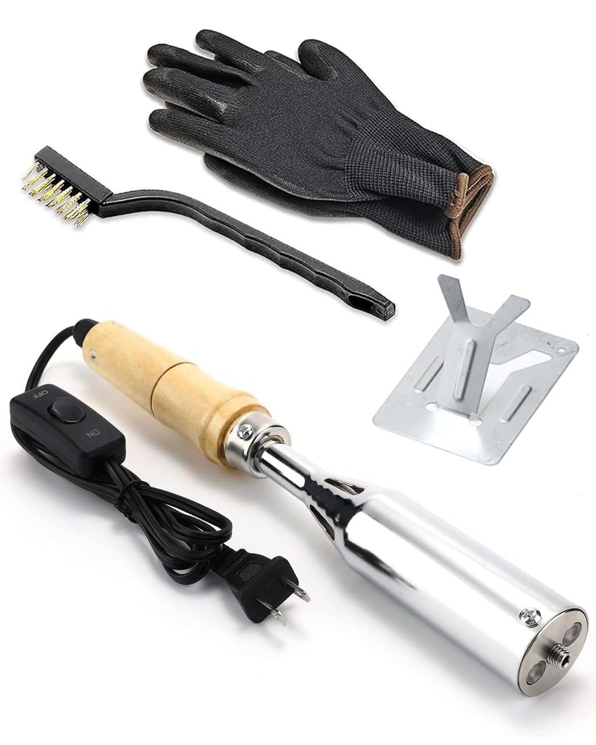 Electric Branding Iron Custom Logo Heat Stamp for Wood, Leather, Steak, Cake, Bread - Handcrafted Design (8MM 300W Handle) (Silver)