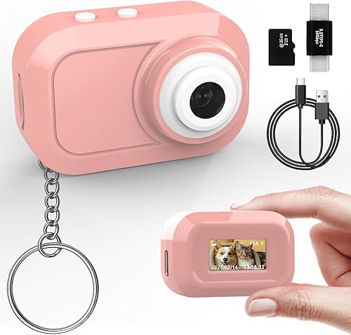 Mini cámara con llavero con 14M 1080P FHD, mini cámara digital de bolsillo, pequeñas cámaras portátiles de 0.96 pulgadas, grabadora de video con