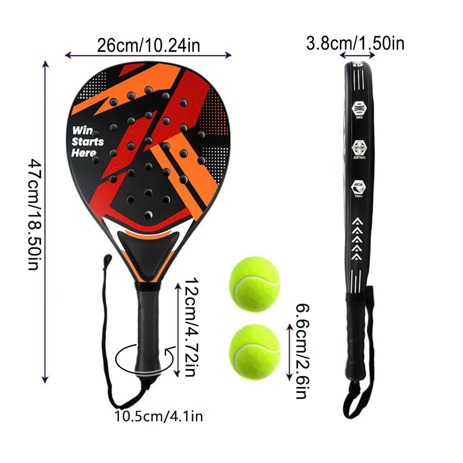 Raquettes de Padel Lot de 2 pour Débutants Femmes Noir Rouge Cadre ABS Noyau Mousse EVA Contrôle Facile