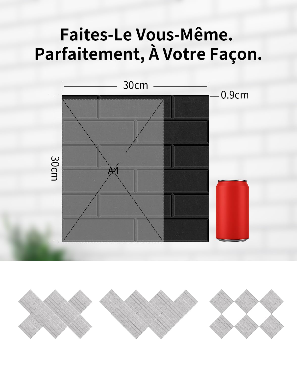 Panneaux Acoustiques Autocollants 24 Pièces 2,16㎡ Noir | Panneaux Acoustiques Muraux Traitement Acoustique et Décoration Mur pour Enregistrement Décoration Gaming Studio 30x30x0.9cm