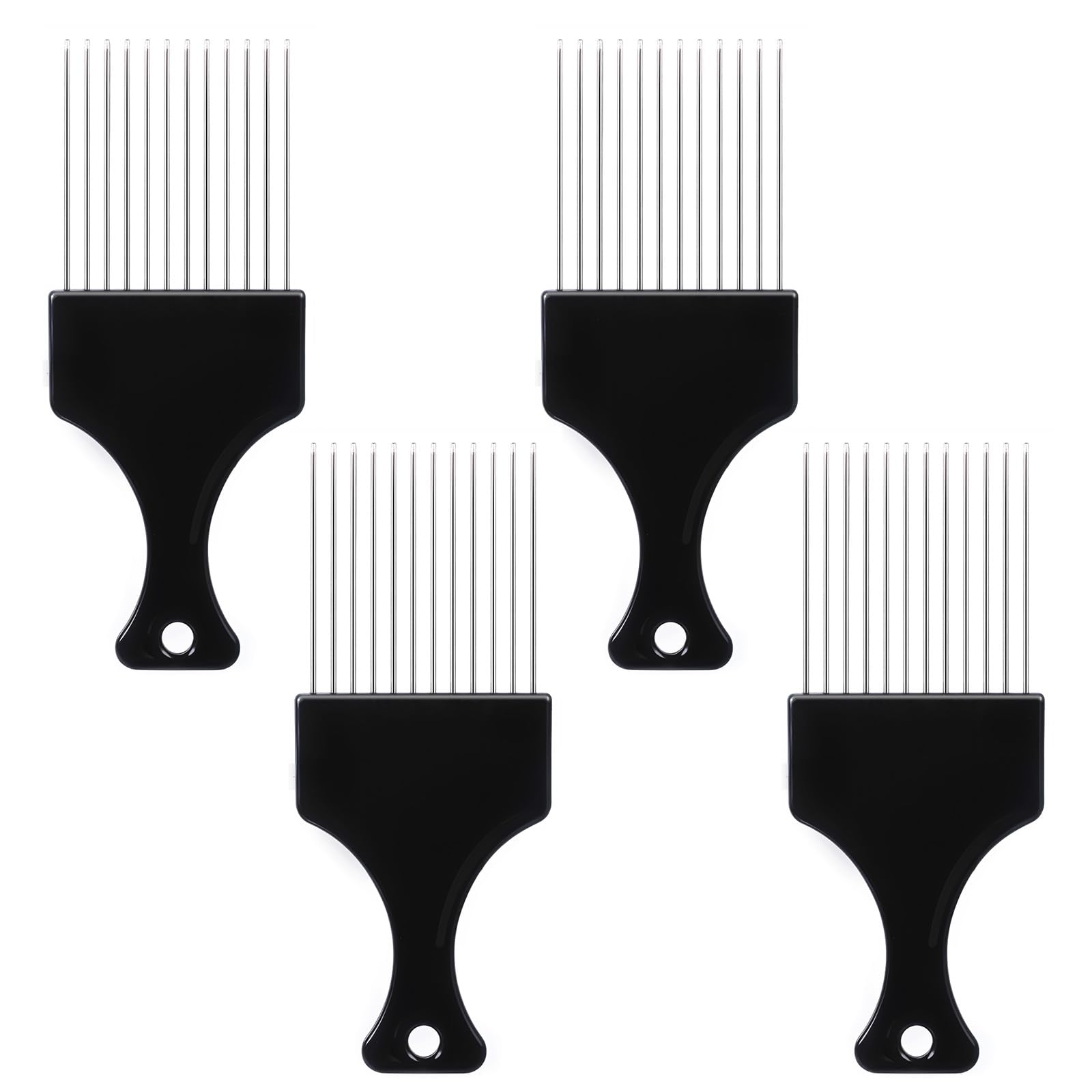 4 PCS Metal Hair Pick, Afro Picks for Men, Metal Afro Pick Combs for Women, Afro Comb Metal Pick, Hair Pick Metal Beard Pick, Metal Picks for Hair Curly Hair Detangling Styling and Lifting Tool