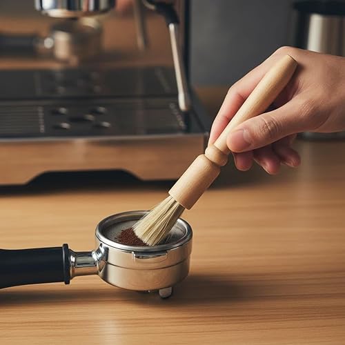 Miniatura 6 de Cepillo de limpieza para molinillo de café, 2 piezas, mango de madera y cerdas naturales, cepillo de madera para polvo, accesorios para grano de