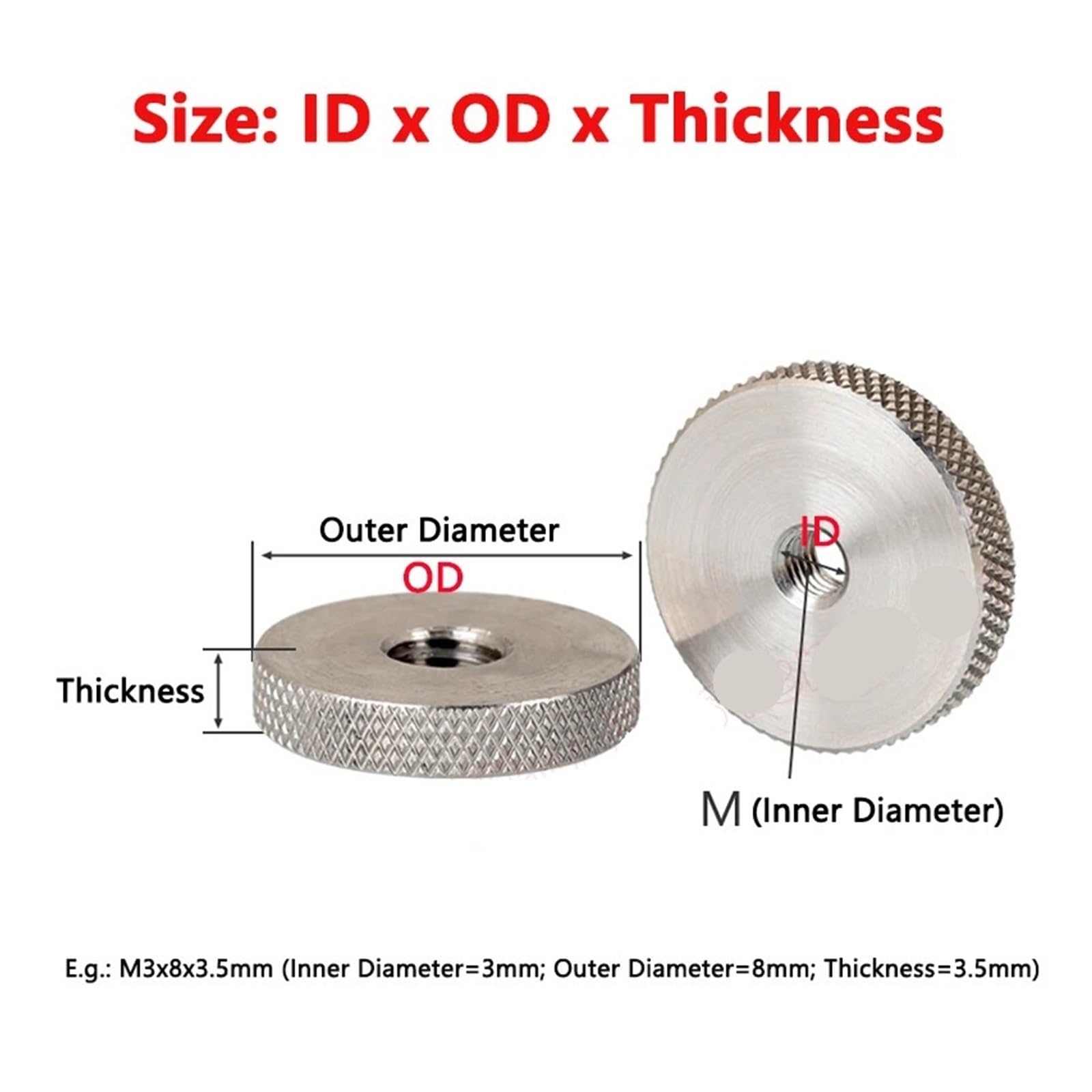 1-5pcs M3 M4 M5 M6 M8 M10 M12 Dado ad alette in acciaio inossidabile 304 Testa piatta Maglia zigrinata Dadi di regolazione Serrati a mano(M4x30x5mm (1pcs))