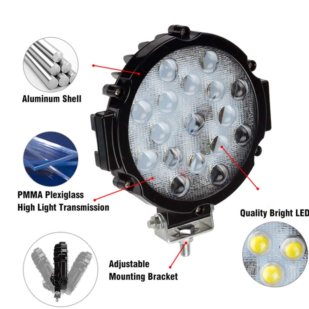 Faros Largo Alcance Led Moto Offroad luces de niebla Lámpara de trabajo de conducción LED para camión Fuera de carretera Barra de luz LED Black,One Size