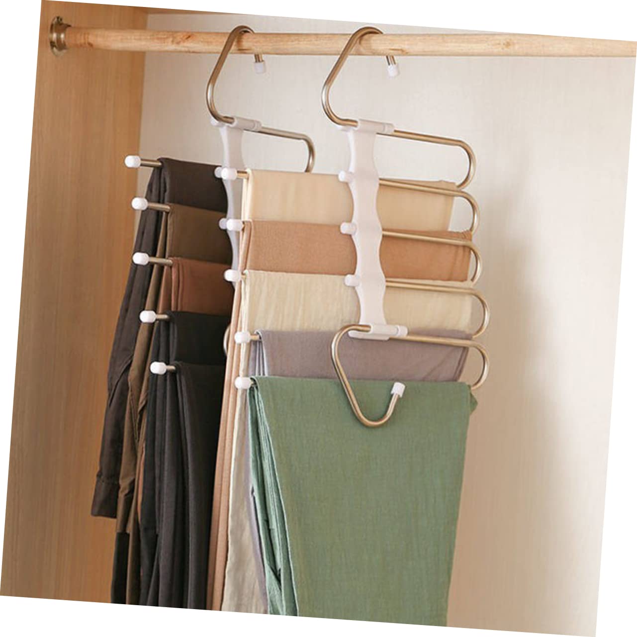 Unomor S-Shaped Trouser Rack Shoe Cabinet for Big Shoes Pants Hanger Rack Shirt Pant Hanger Clothes Slack Closet Jean Hangers Coat Hangers Clothes Hanger Stainless Steel Material White