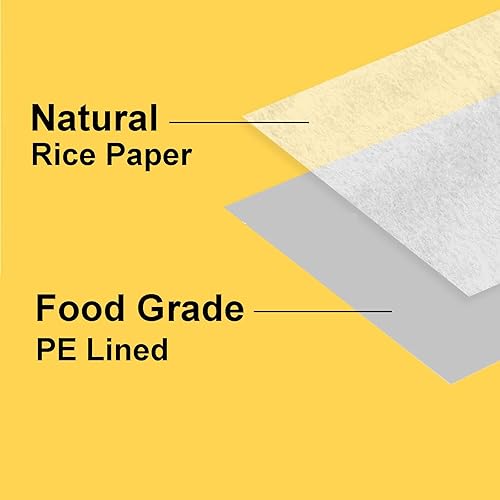 Miniatura 6 de Muka 50 bolsas reutilizables de papel de arroz para almacenamiento de alimentos con ventana transparente Ziplock, bolsas de sellado térmico para