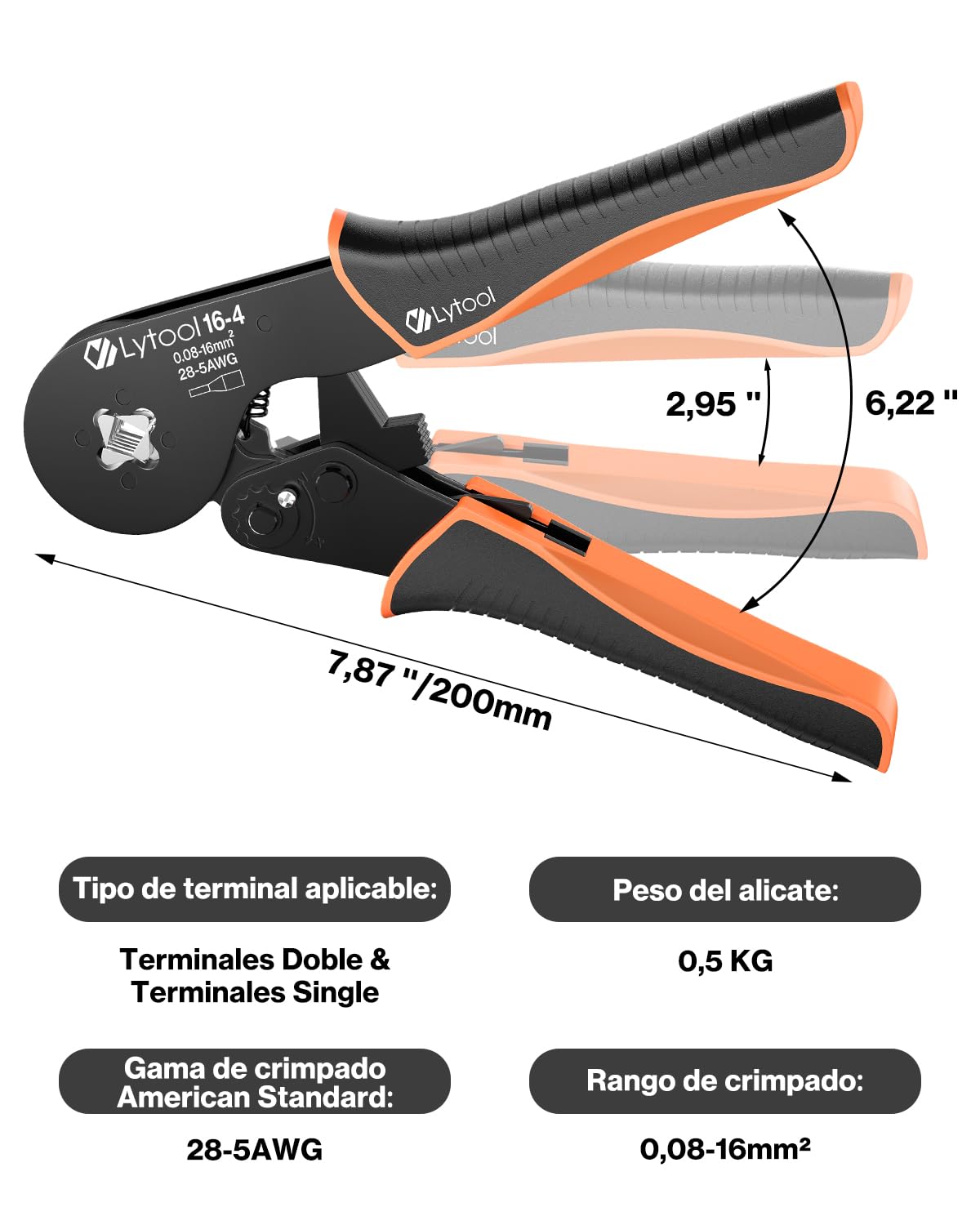 Crimpadora Lytool Terminal 0.08-16mm² Alicates para Crimpar