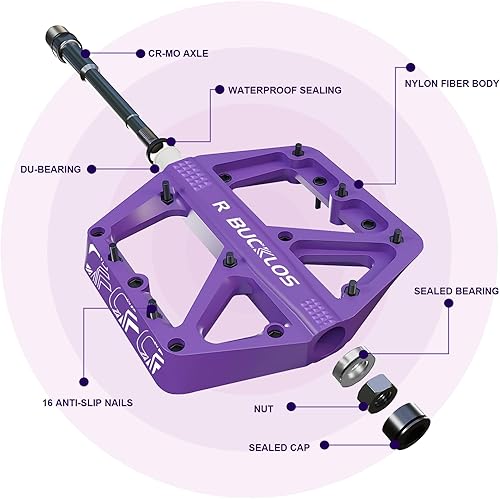 Miniatura 2 de BUCKLOS Mountain Bike Pedals MTB Pedals Flat, Adult Bicycle Road Bike Large Platform Nylon Non-Slip Pedal for Gravel BikeHybrid Bike 916"